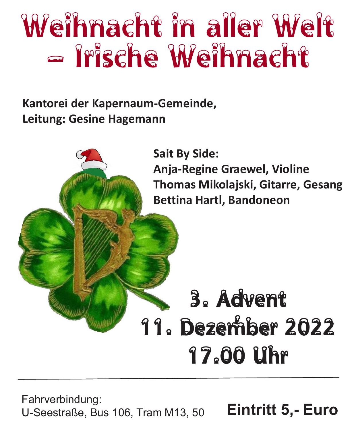 Read more about the article Sonntag, 11. Dezember 2022, um 17.00 Uhr – Kapernaumkirche