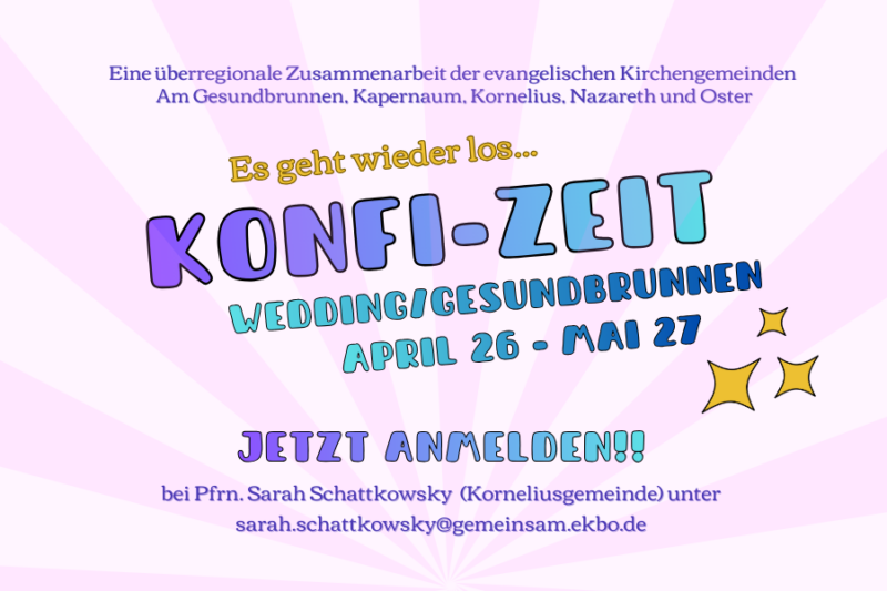 Read more about the article Konfi-Zeit Wedding/Gesundbrunnen – Jetzt anmelden!!